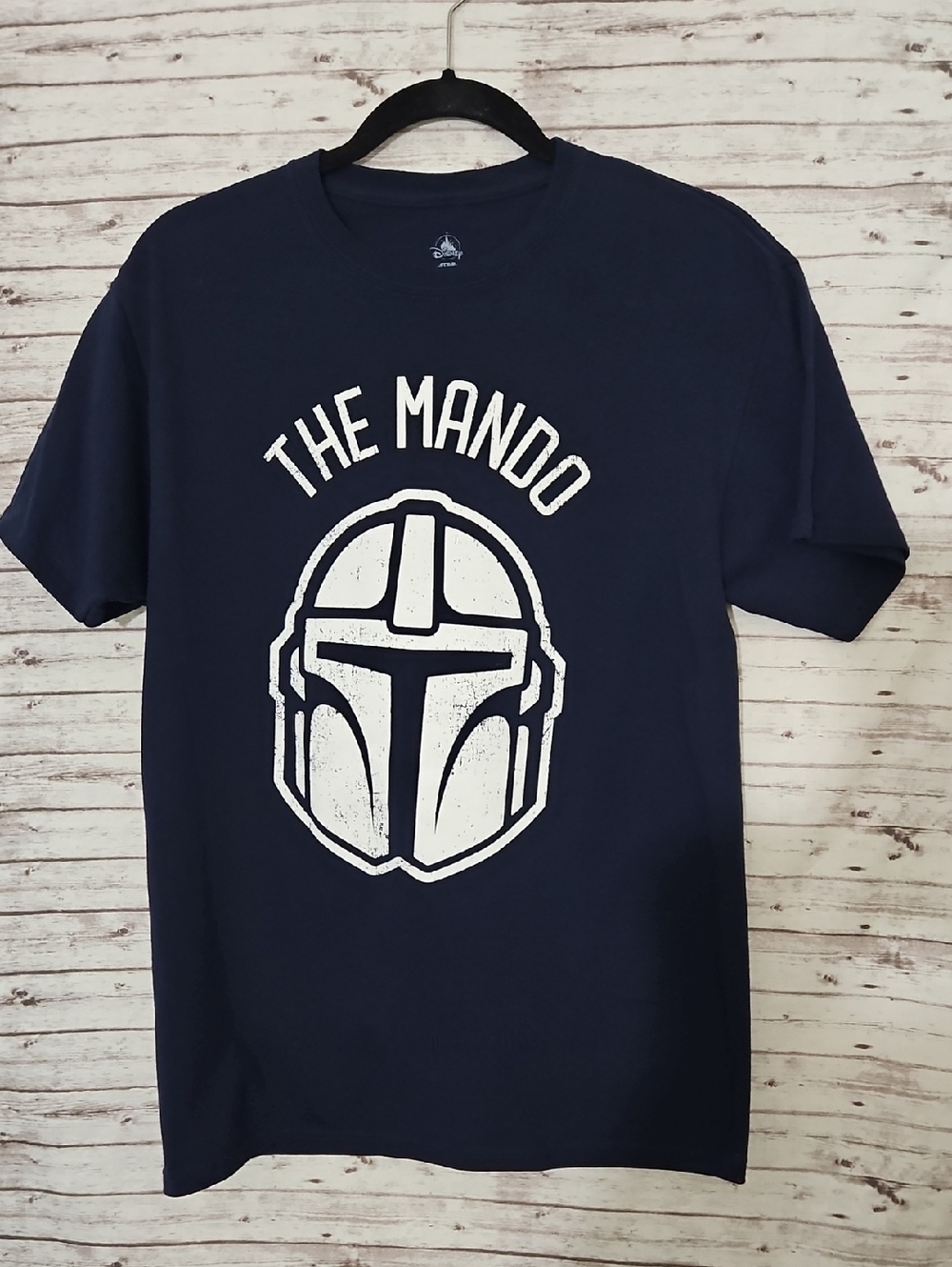 Disney Men’s Navy T-Shirt with White 'The Mando' Helmet Graphic